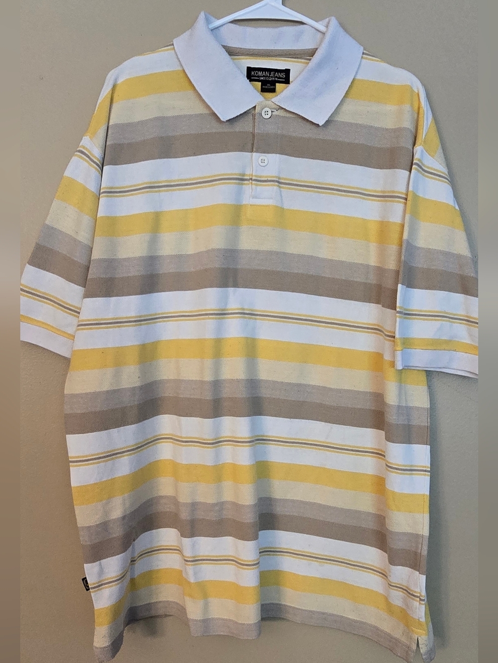 Koman Jeans Yellow & White Striped Polo Shirt